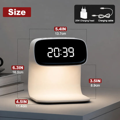 3 in 1 Wireless Charger 15W Fast Charging with Digital Clock Alarm Clock Night Light,Wireless Charging Station for iPhone Apple Watch AirPods Qi Devices