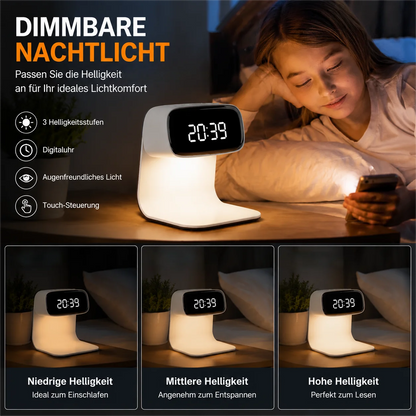 3 in 1 Wireless Charger 15W Fast Charging with Digital Clock Alarm Clock Night Light,Wireless Charging Station for iPhone Apple Watch AirPods Qi Devices