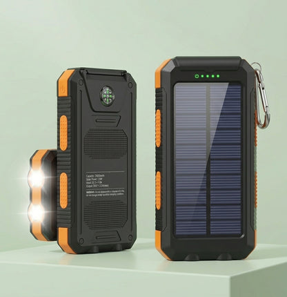 Batterie Externe Solaire 20000mAh – Lampes LED et Boussole pour Camping