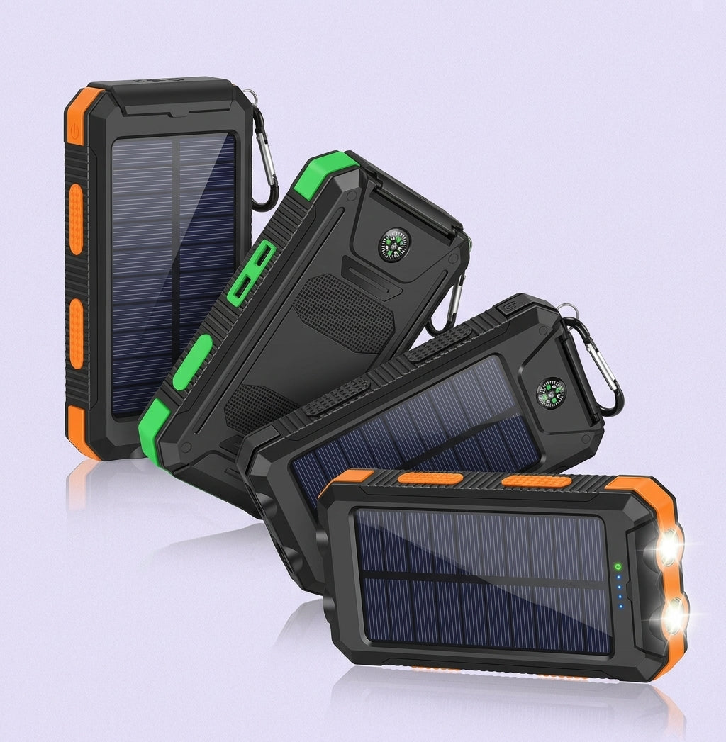 Batterie Externe Solaire 20000mAh – Lampes LED et Boussole pour Camping