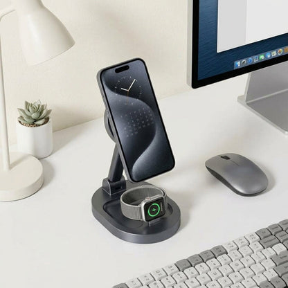 3 In 1 Magnetic Wireless Charger Stand Pad For Magsafe iPhone 16 15 14 13 12 Pro Max Apple Watch Airpods Fast Charging Station