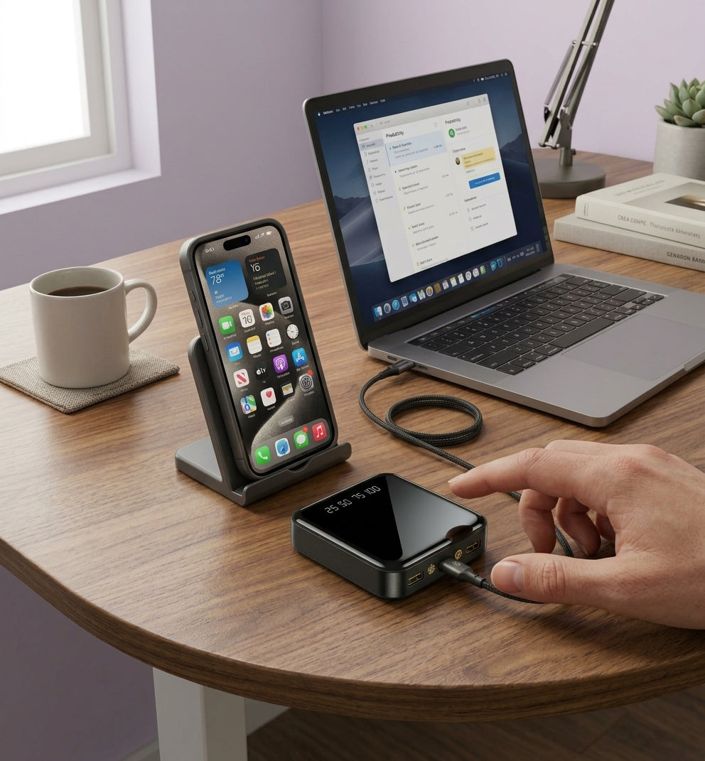 Petite Batterie Externe 2 Ports USB avec Lampe – 9000mAh