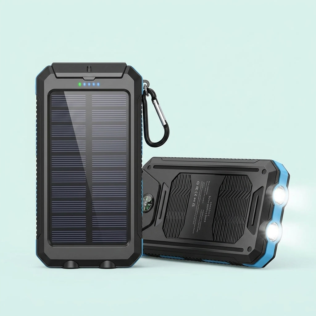 30000mAh Solar Power Bank High Capacity Portable Solar Charger External Battery Pack for Smartphone Tablet Outdoor Camping Travel Emergency Power Supply
