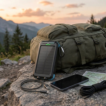 30000mAh Solar Power Bank High Capacity Portable Solar Charger External Battery Pack for Smartphone Tablet Outdoor Camping Travel Emergency Power Supply