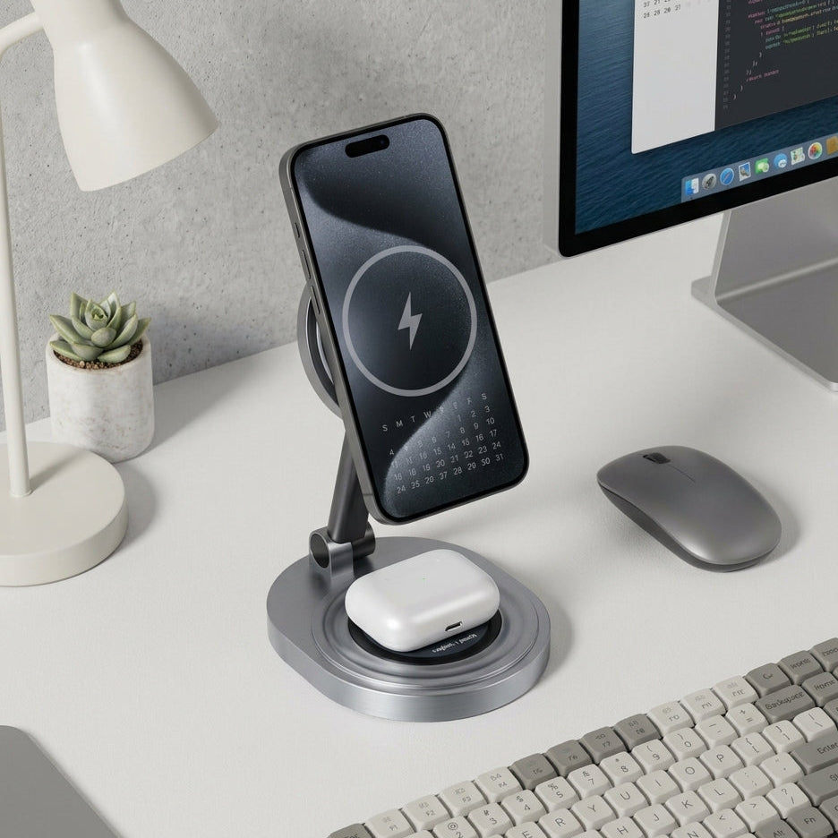 3 In 1 Magnetic Wireless Charger Stand Pad For Magsafe iPhone 16 15 14 13 12 Pro Max Apple Watch Airpods Fast Charging Station