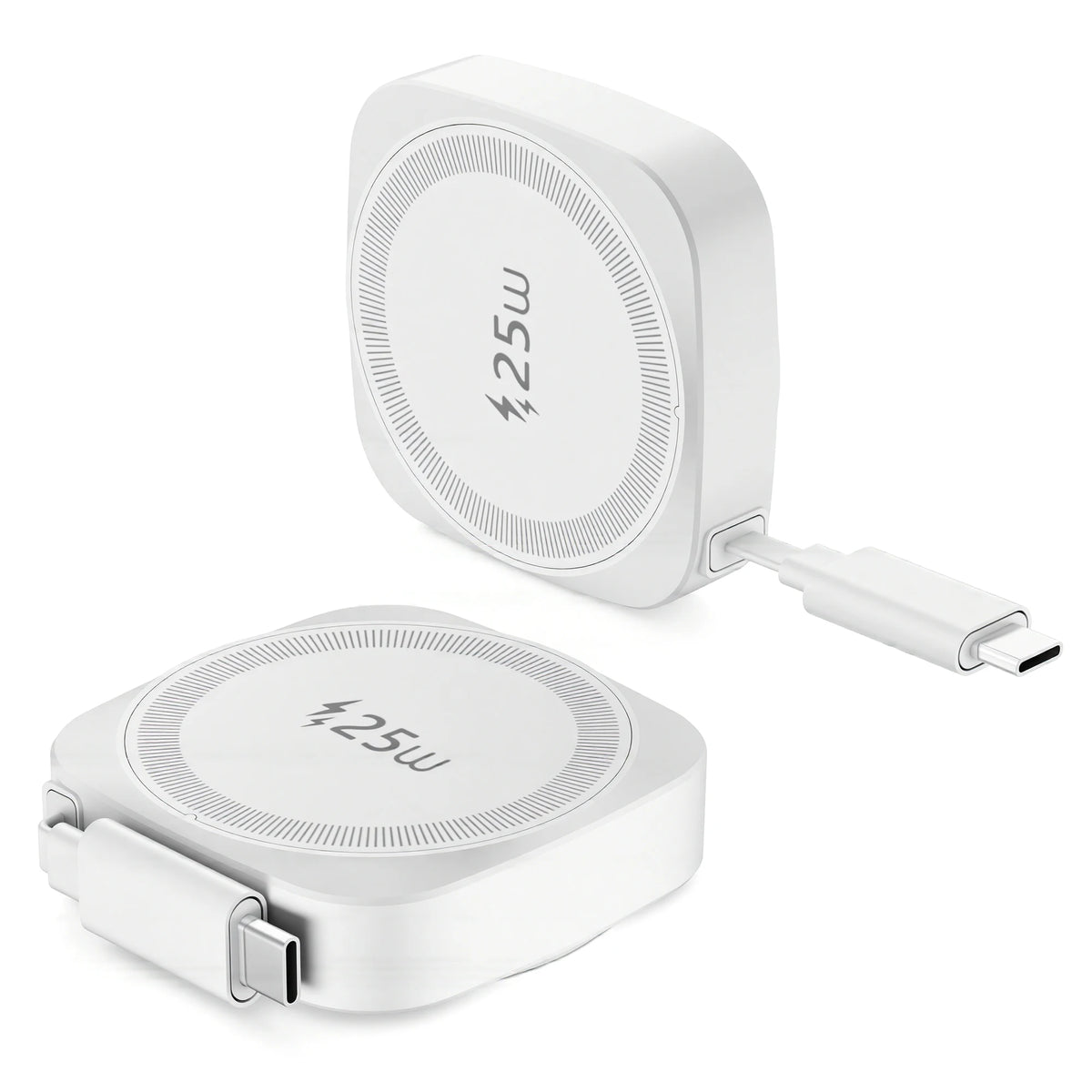 25W Qi2 Magnetic Wireless Charger for iPhone 17 16 15 Pro Max & AirPods, Fast Charging Pad with 70cm Retractable Type-C Cable