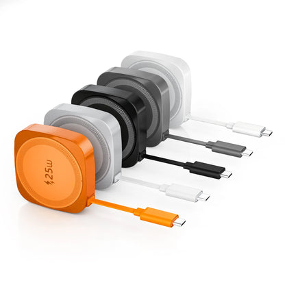 25W Qi2 Magnetic Wireless Charger for iPhone 17 16 15 Pro Max & AirPods, Fast Charging Pad with 70cm Retractable Type-C Cable
