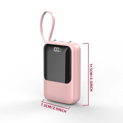 10000mAh Power Bank PD66W Fast Charge Portable Charger with Built-in 4 Cables & LED Flashlight, External Battery Pack Compatible with Smartphones, Lightweight Power Source for Daily Business Camping Travel Outdoor