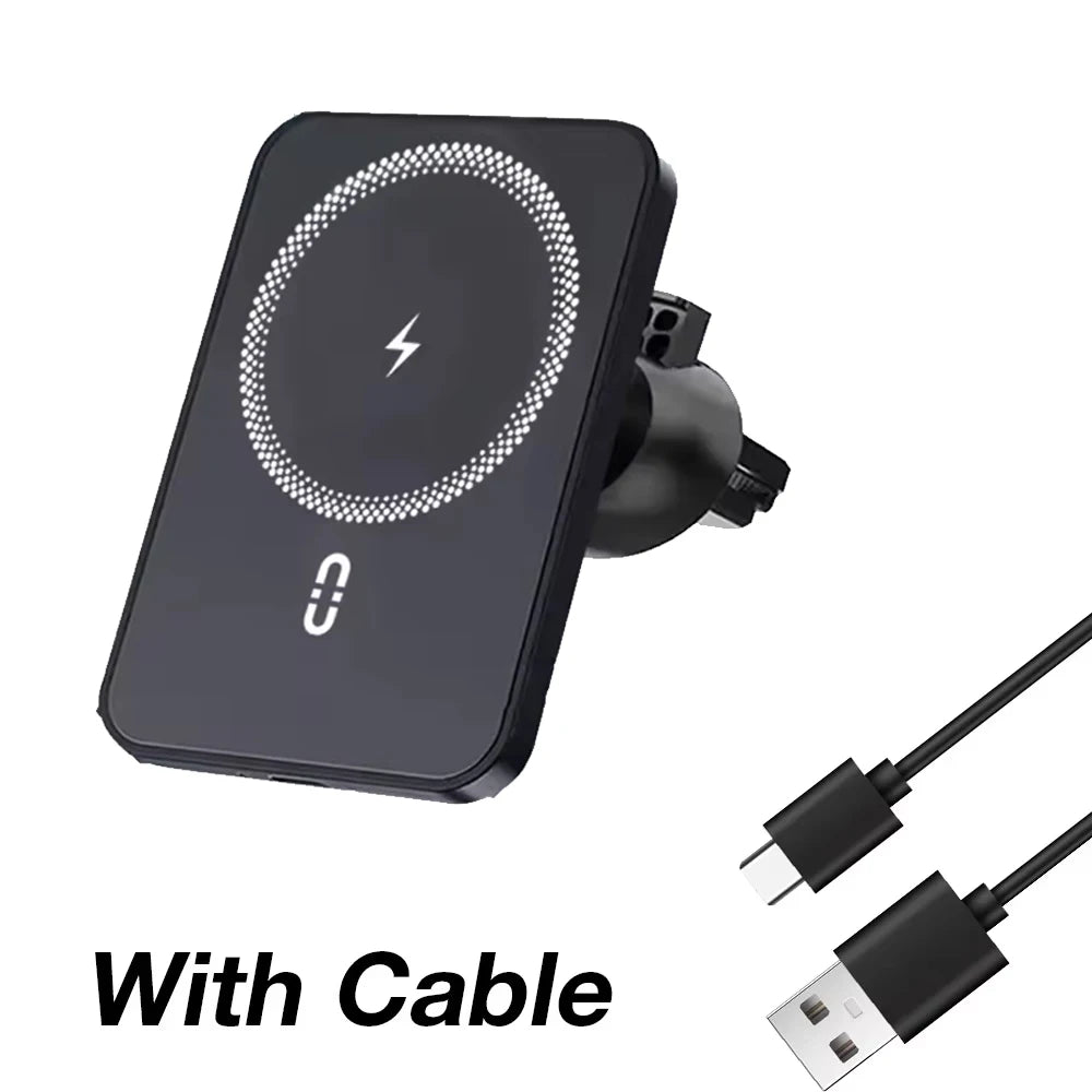 15W Car Magnetic Wireless Charger Air Vent Phone Holder Stand For Magsafe iPhone 16 15 14 13 12 Pro Max XS 11 Fast Charging Pad