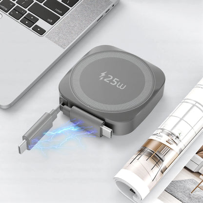 25W Qi2 Magnetic Wireless Charger for iPhone 17 16 15 Pro Max & AirPods, Fast Charging Pad with 70cm Retractable Type-C Cable