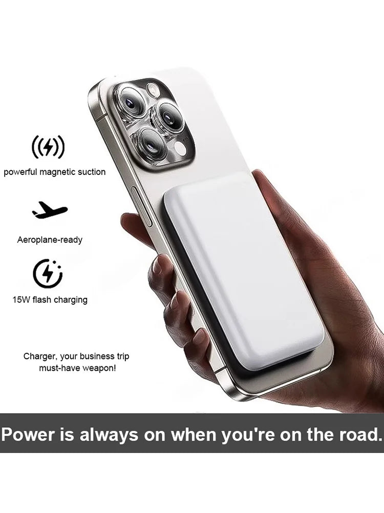 10000mAh Magnetic Wireless Power Bank, 15W Fast Wireless Charging & 22.5W PD Wired Fast Charging Portable External Battery Pack Compatible with Smartphones