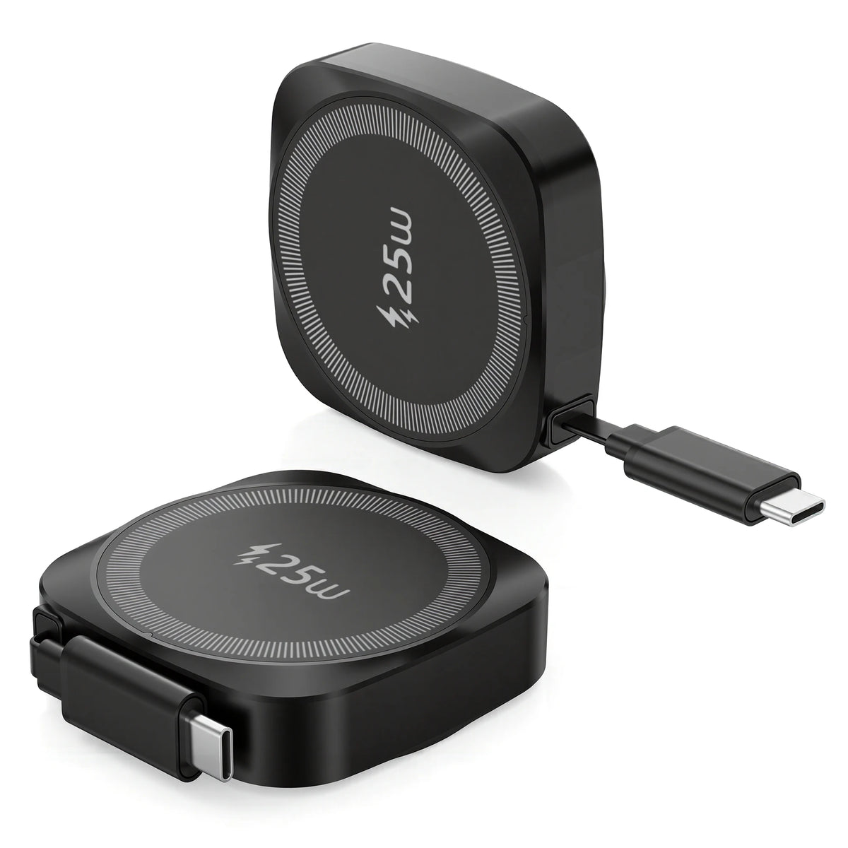 25W Qi2 Magnetic Wireless Charger for iPhone 17 16 15 Pro Max & AirPods, Fast Charging Pad with 70cm Retractable Type-C Cable