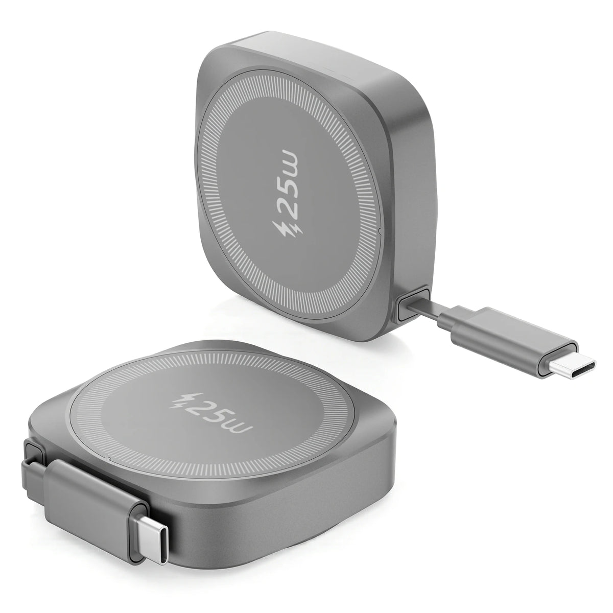 25W Qi2 Magnetic Wireless Charger for iPhone 17 16 15 Pro Max & AirPods, Fast Charging Pad with 70cm Retractable Type-C Cable