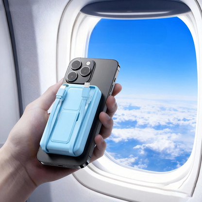Batterie Externe Aimantée 10000mAh avec Câbles Intégrés et Support